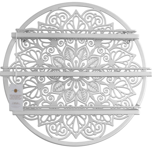 Coastfully Yours Mandala Essential Oil Shelf WHITE, Crystal Shelf, Spice Rack, Boho Wall Decor