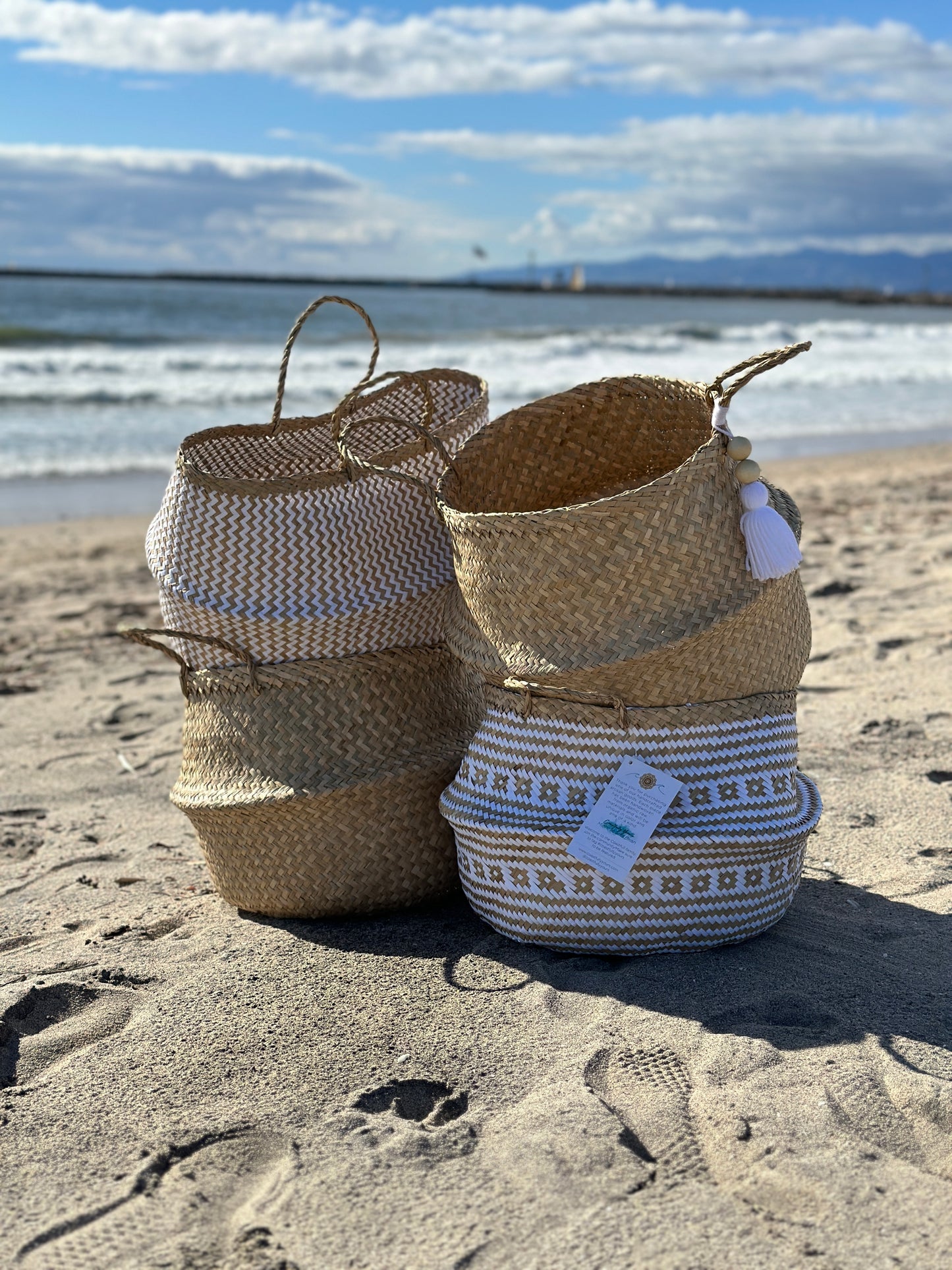 Extra Large Seagrass Woven Storage Baskets Set of 4, Wicker Baskets for Organizing, Nursery and Home Storage